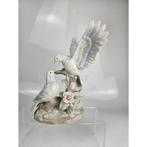 George Good Fine Porcelain Love Birds Dove Figurine Pink Rose Romantic Sculpture
